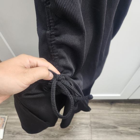 Zara Black Ruched Tie Side Ribbed Dress Small - Picture 6 of 11